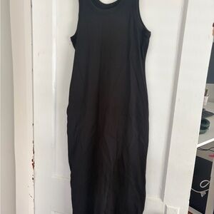 Everlane black ribbed midi tank dress